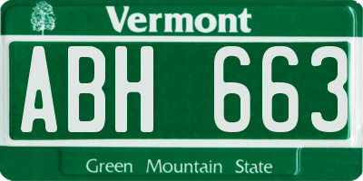 VT license plate ABH663