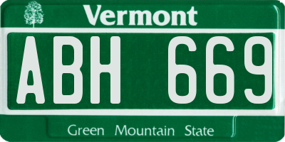 VT license plate ABH669