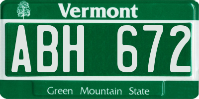 VT license plate ABH672