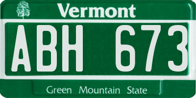 VT license plate ABH673