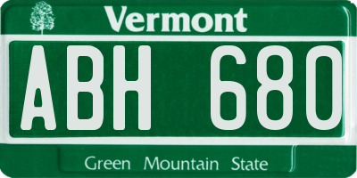 VT license plate ABH680