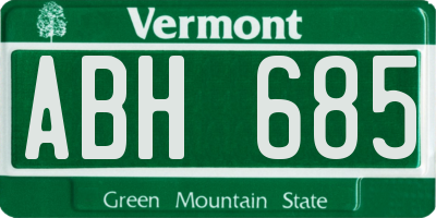 VT license plate ABH685