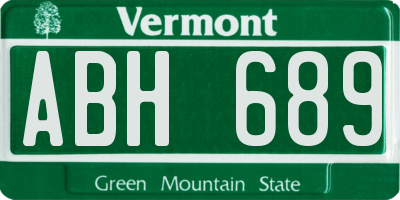 VT license plate ABH689