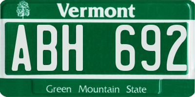 VT license plate ABH692