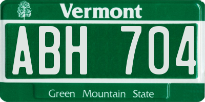 VT license plate ABH704