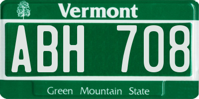 VT license plate ABH708