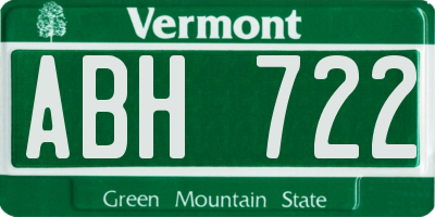 VT license plate ABH722