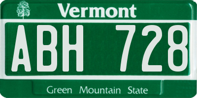 VT license plate ABH728