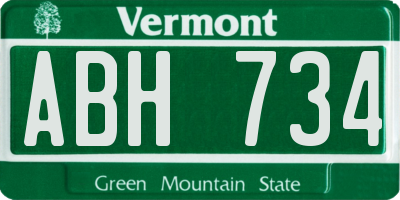 VT license plate ABH734