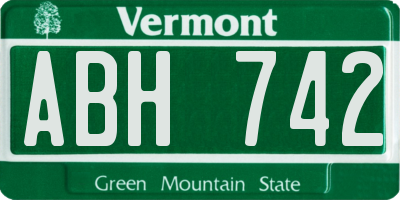 VT license plate ABH742