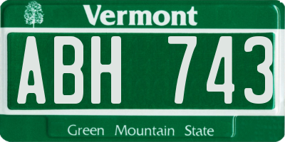 VT license plate ABH743