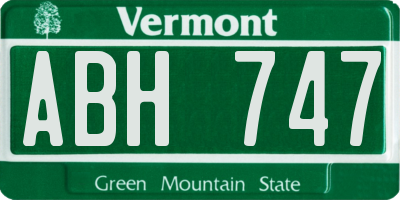 VT license plate ABH747