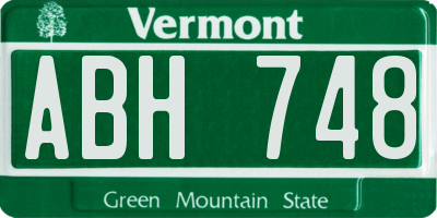 VT license plate ABH748