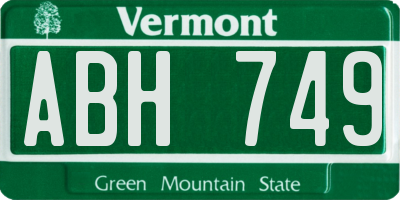 VT license plate ABH749