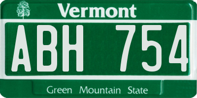 VT license plate ABH754