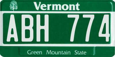 VT license plate ABH774