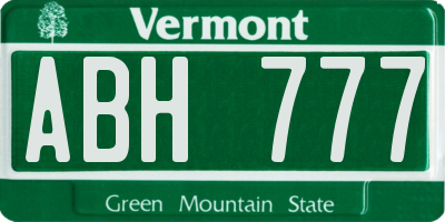 VT license plate ABH777