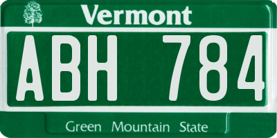 VT license plate ABH784