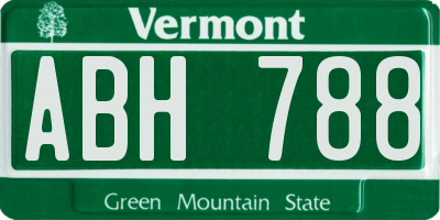 VT license plate ABH788