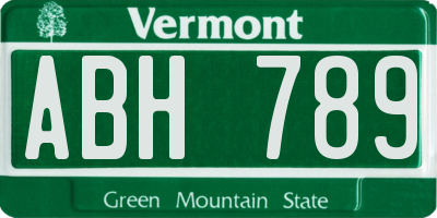 VT license plate ABH789