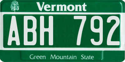 VT license plate ABH792