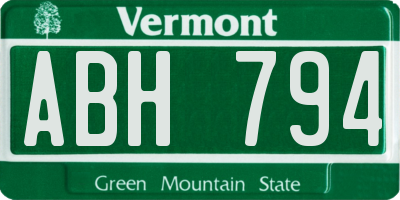 VT license plate ABH794