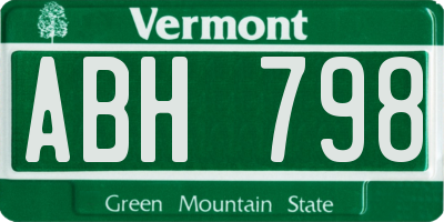 VT license plate ABH798