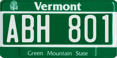 VT license plate ABH801