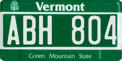 VT license plate ABH804