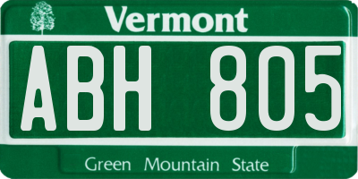 VT license plate ABH805