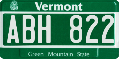 VT license plate ABH822