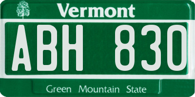 VT license plate ABH830