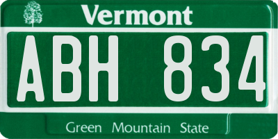 VT license plate ABH834