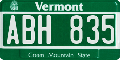 VT license plate ABH835