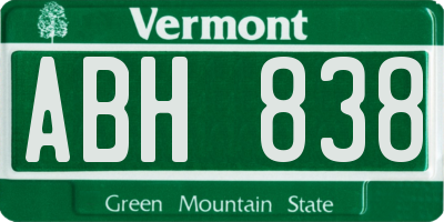 VT license plate ABH838