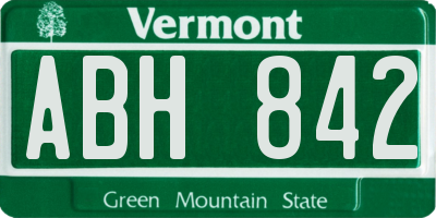 VT license plate ABH842