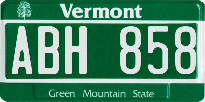 VT license plate ABH858