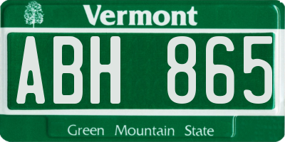 VT license plate ABH865