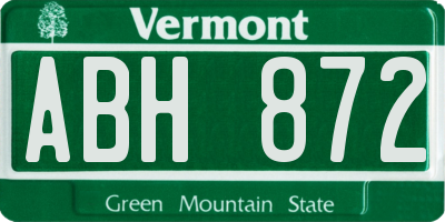 VT license plate ABH872