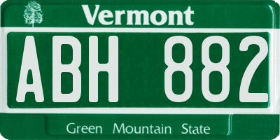 VT license plate ABH882