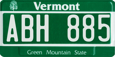 VT license plate ABH885