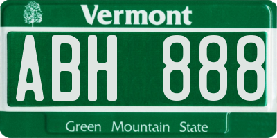 VT license plate ABH888