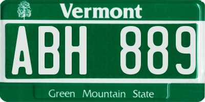VT license plate ABH889