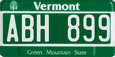 VT license plate ABH899
