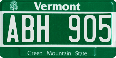 VT license plate ABH905