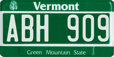 VT license plate ABH909