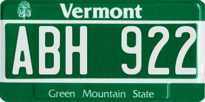 VT license plate ABH922