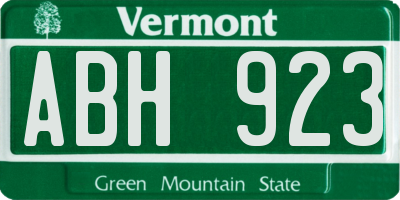 VT license plate ABH923