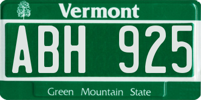 VT license plate ABH925