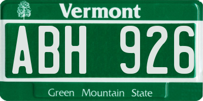 VT license plate ABH926
